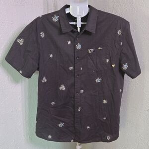 O'Neill Black Casual Button Down Shirt with Subtle Bird Print